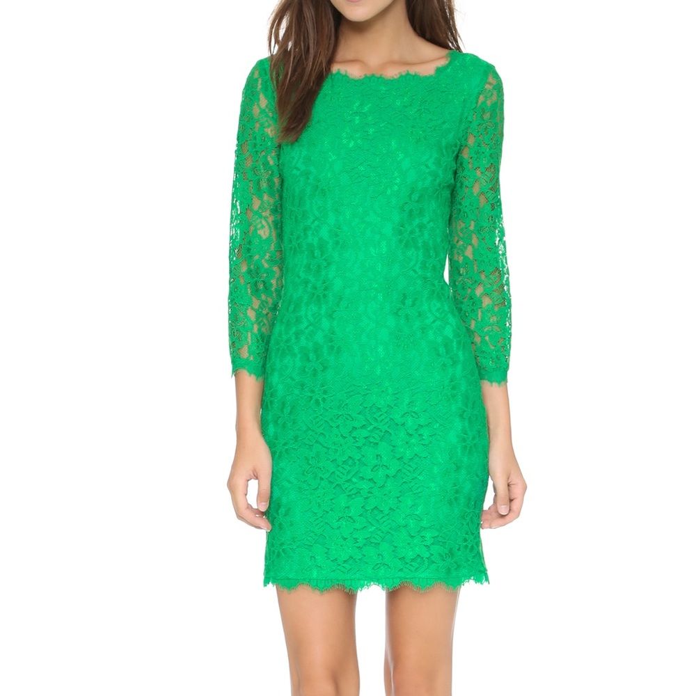 Diane von Furstenberg Kelly Green Lace Dress
